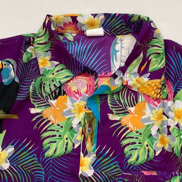 King Kameha Tropical, Floral, Pineapple, Bird, Hawaiian Button Down Shirt, 2XL - Picture 7 of 13
